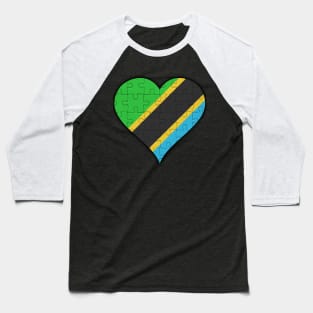 Tanzanian Jigsaw Puzzle Heart Design - Gift for Tanzanian With Tanzania Roots Baseball T-Shirt